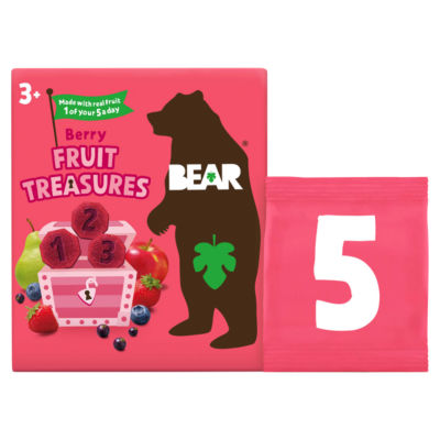 Bear Fruit Treasures Berry kids fruit snacks 5x20g - British product