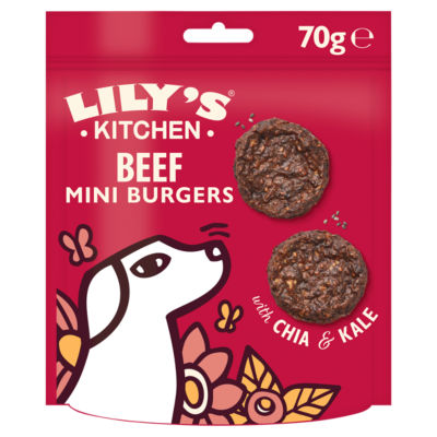 Lily's Kitchen beef mini burgers dog treats 70g, UK version