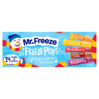 Mr Freeze assorted flavour freeze pops 20 x 45ml, imported from the UK