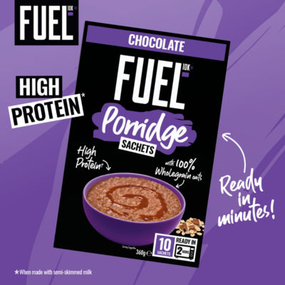 FUEL10K chocolate protein porridge sachets 10x36g - British product