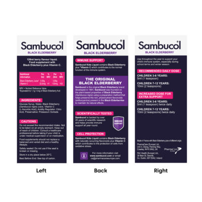 Sambucol Black Elderberry Liquid for Kids with Vitamin C 120ml (British brand)