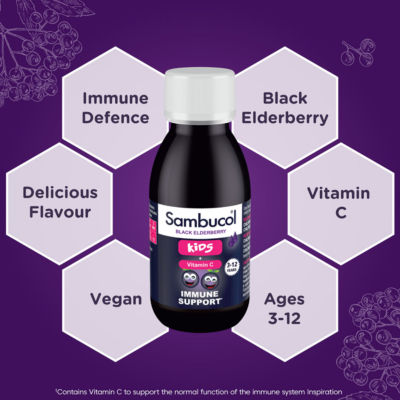 Sambucol Black Elderberry Liquid for Kids with Vitamin C 120ml (British brand)