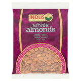 Indus whole almonds in pack form, imported from the UK.