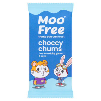 Moo Free Choccy Chums chocolate bar 20g, imported from the UK