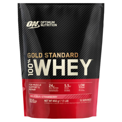 Optimum Nutrition Whey Protein Powder Strawberry Flavour 450g, imported from the UK