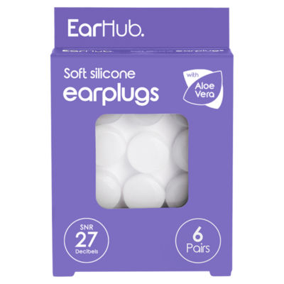 EarHub Sleepwell Soft Silicone Earplugs 6 pairs - British product
