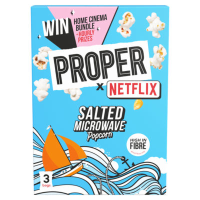 Propercorn salted microwave popcorn 3 x 70g (210g), imported from the UK