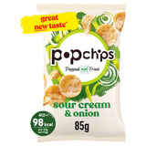 Popchips Sour Cream & Onion Sharing Crisps 85g, imported from the UK
