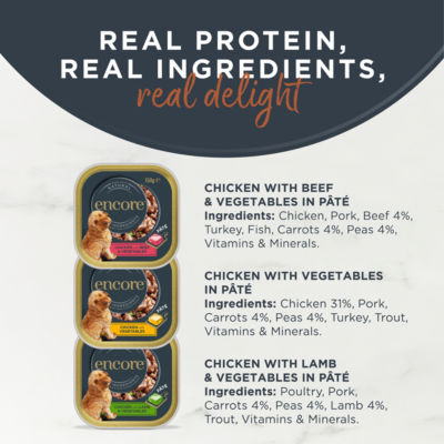 Encore wet dog food Pâté Selection 5 x 150g - British product