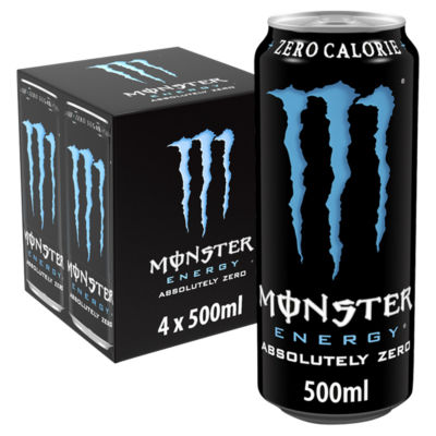 Monster Energy Absolutely Zero Sugar energy drink 4x500ml, imported from the UK