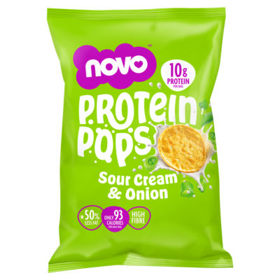 Novo Protein Pops sour cream and onion protein chips 45g, imported from the UK