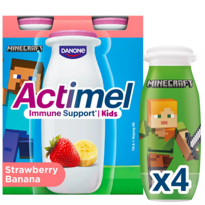 Actimel kids yoghurt drink strawberry banana multipack 4x100g - British product