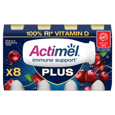 Actimel Plus Cherry Elderberry Yoghurt Shot 8 pack - British product