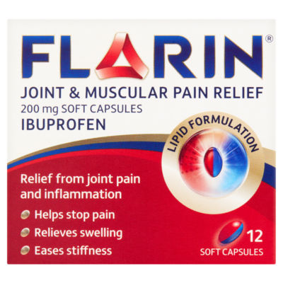 Flarin Ibuprofen 200mg soft capsules 12 capsules - British product