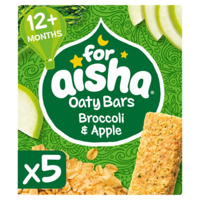 For Aisha Oaty Bars Broccoli Apple 5x25g - British product