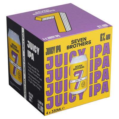 Seven Brothers Juicy IPA beer 4 x 330ml (British brand)