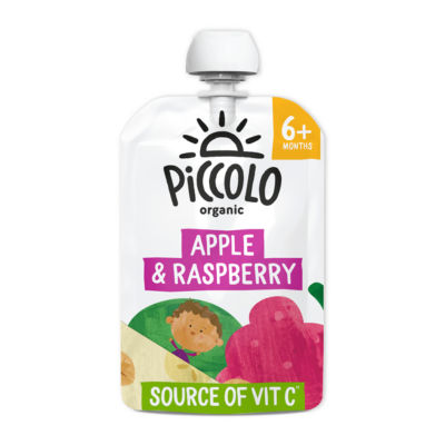 Piccolo organic apple raspberry baby food pouch 100g, imported from the UK