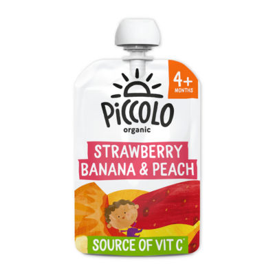 Piccolo organic strawberry banana peach smooth baby food 100g, imported from the UK