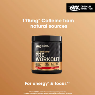 Optimum Nutrition pre-workout powder fruit punch flavour 330g, imported from the UK