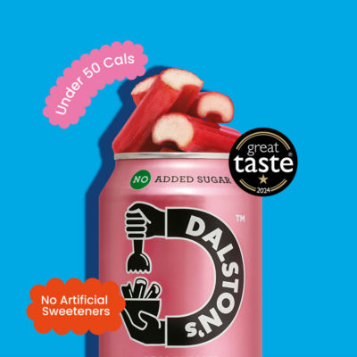 Dalston's Sparkling Rhubarb craft soda 4 x 330ml cans - British product