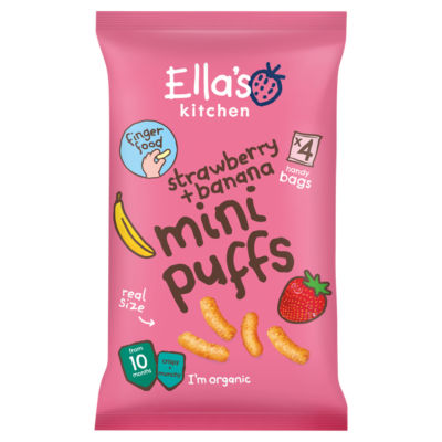 Ella's Kitchen strawberry banana mini puffs 4 x 8g (32g) - British product