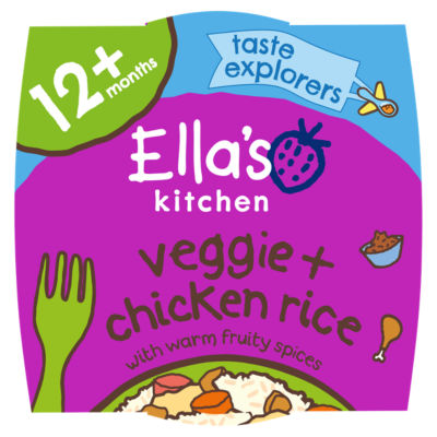 Ella's Kitchen Veggie + Chicken Rice with Warm Fruity Spices Toddler Meal 200g