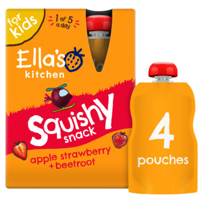 Ella's Kitchen apple strawberry beetroot squishy snack 4 x 100g packs - British product
