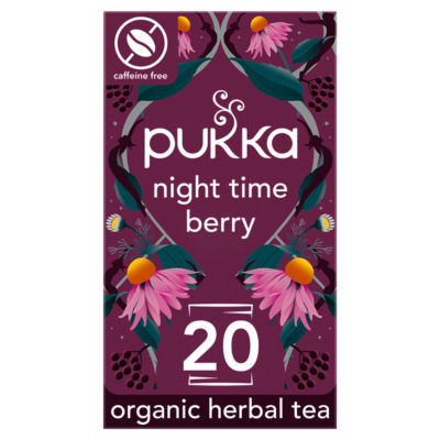 Pukka Night Time Berry Herbal Tea Bags 36g, imported from the UK