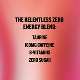 Relentless Raspberry Zero Energy Drink 500ml, imported from the UK
