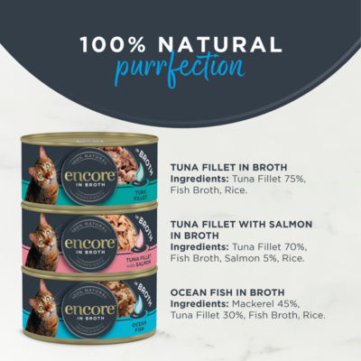 Encore cat food fish selection 8x70g tins - British product