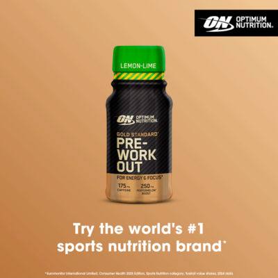 Optimum Nutrition Pre-Workout Energy Shot Lemon Lime Flavour 60ml, imported from the UK