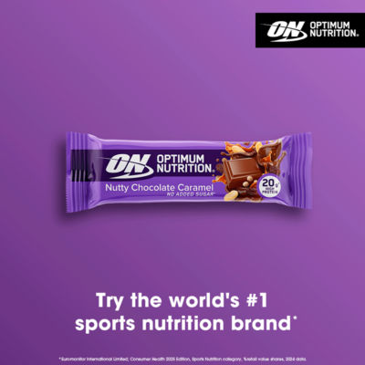 Optimum Nutrition protein bar nutty chocolate caramel flavour 70g, imported from the UK