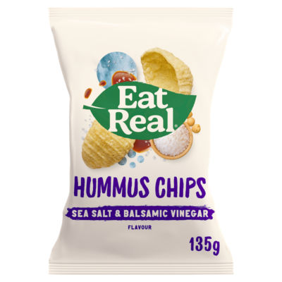 Eat Real sea salt balsamic vinegar hummus chips 135g - British product