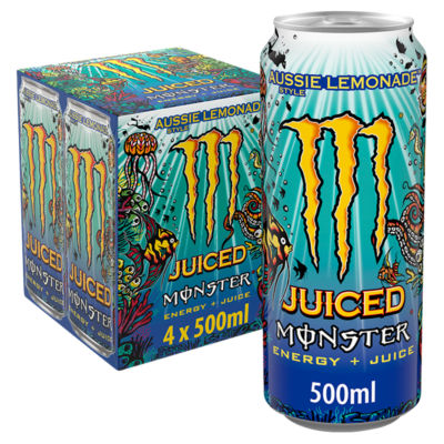Monster Energy Drink Aussie Style Lemonade 4 x 500ml, imported from the UK