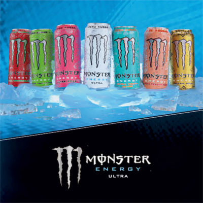 Monster Ultra Strawberry Zero 4x500ml, imported from the UK