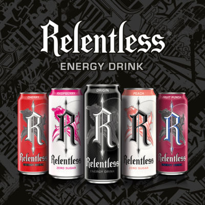 Relentless fruit punch energy drink 500ml, imported from the UK