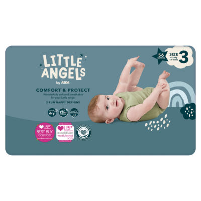 Little Angels Size 3 nappies for 6-10kg babies, 56 pack, UK version