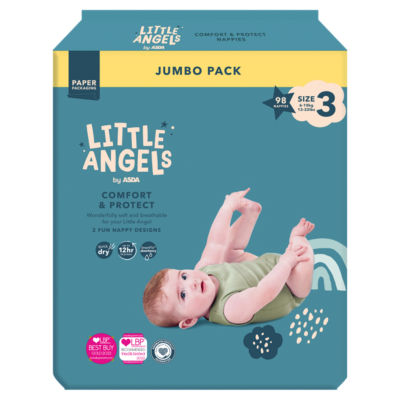 Asda Little Angels Comfort & Protect Nappies Size 3 6-10kg, UK version