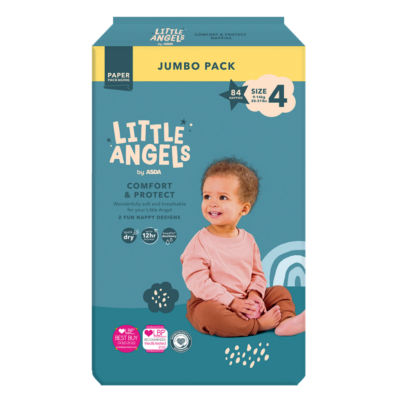 ASDA Little Angels Comfort & Protect Size 4 Nappies Jumbo Pack 84 Nappies, UK version