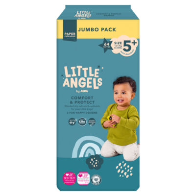Little Angels Comfort & Protect nappies Size 5+ 12-17kg, UK version