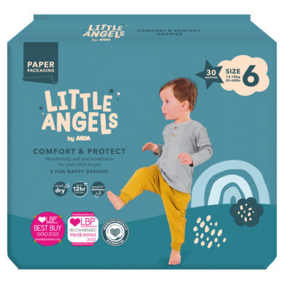 ASDA Little Angels Comfort & Protect Size 6 Nappies 30 Pack, UK version