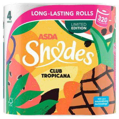ASDA Shades Club Tropicana Toilet Rolls 4 Pack - British product