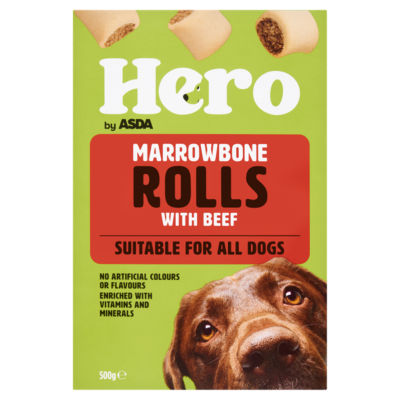 Hero by ASDA Marrowbone Rolls with Beef Dog Treats 500g