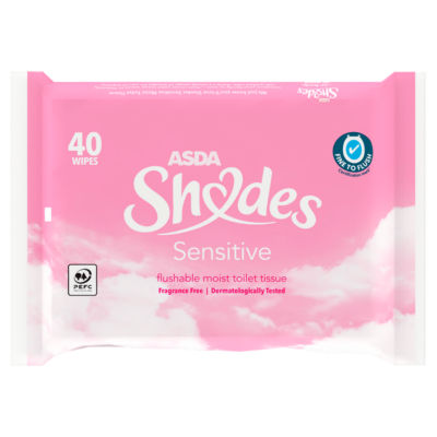 ASDA Shades Sensitive Moist Toilet Tissue Wipes 40 Wipes - British product