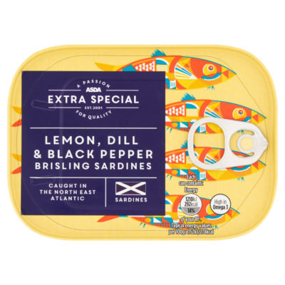 ASDA lemon, dill & black pepper brisling sardines 105g - British product