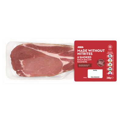 ASDA Smoked Back Bacon Rashers 240g - British product