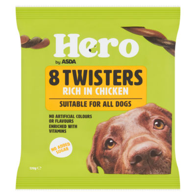 Asda Hero 8 Twisters Rich in Chicken Dog Treats 120g