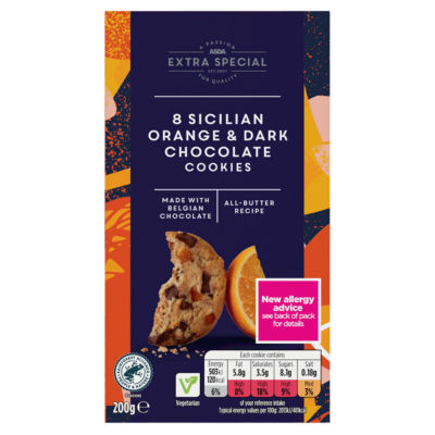 ASDA Extra Special Sicilian Orange & Dark Chocolate Cookies 200g - British product
