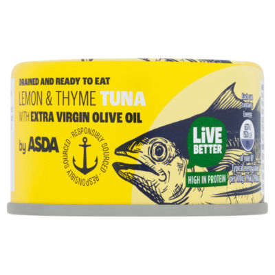 ASDA Lemon & Thyme Tuna with Extra Virgin Olive Oil Single Can 80g