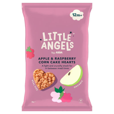 ASDA Little Angels Apple & Raspberry Corn Cake Hearts Organic Baby Snack 30g